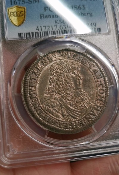 凡希社世界钱币微拍第二百六十一期（龙年开运场） 荐！1675哈瑙-利希滕贝格 弗里德里希60Kr（2/3泰勒）PCGS-MS63 传世欧陆包浆，P唯一最高分！