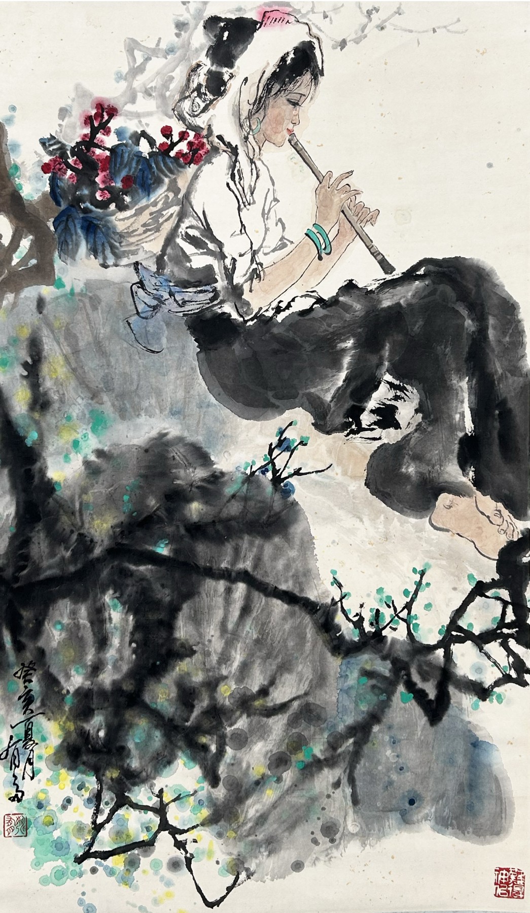 舒云轩知微见著文物局报备专场 姚有多《吹笛少女》尺幅：57*96