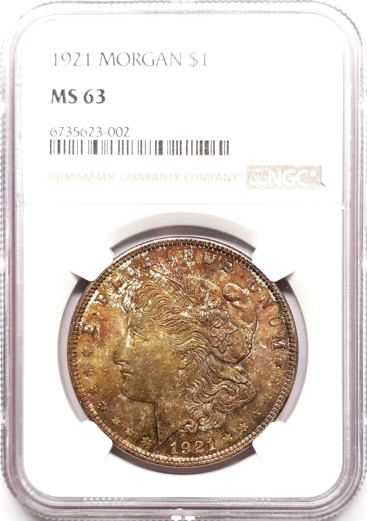 凡希社世界钱币微拍第二百六十一期（龙年开运场） 1921美国摩根壹元NGC-MS63