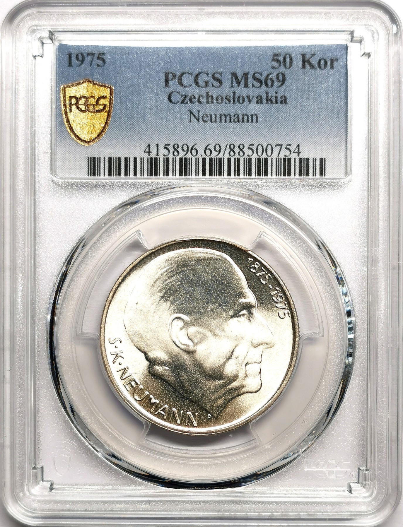 凡希社世界钱币微拍第二百六十一期（龙年开运场） 1975捷克斯洛伐克50K纪念银币PCGS-MS69