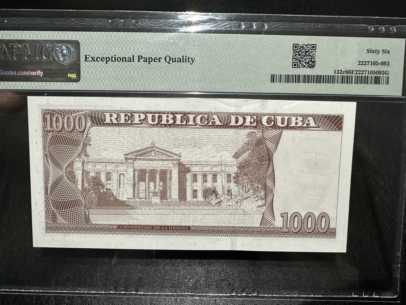 《外钞收藏家》第三百四十三期（评级场） 2023年古巴1000比索 无47尾8 PMG66