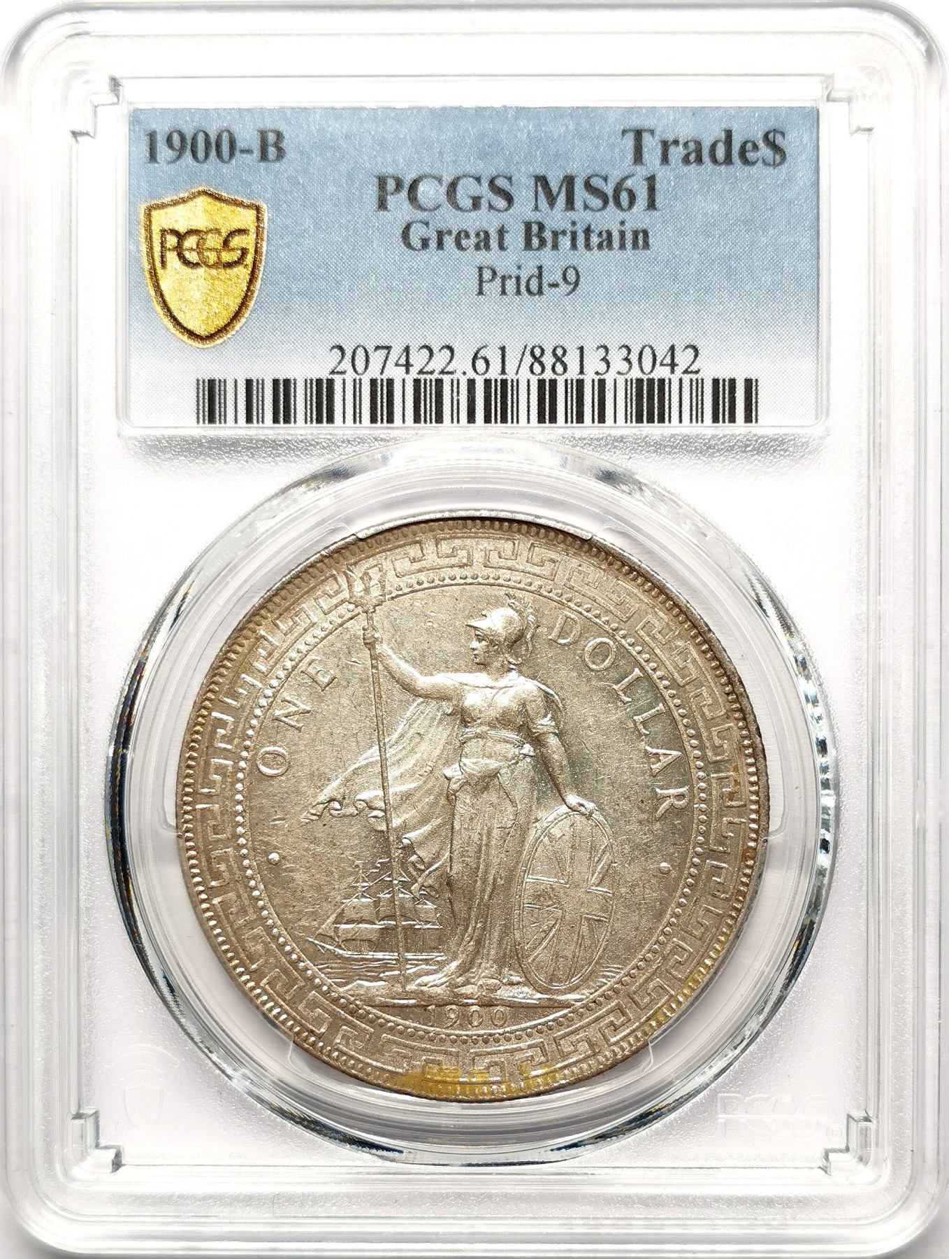 凡希社世界钱币微拍第二百六十一期（龙年开运场） 1900B站洋港光壹元PCGS-MS61淡彩银光！