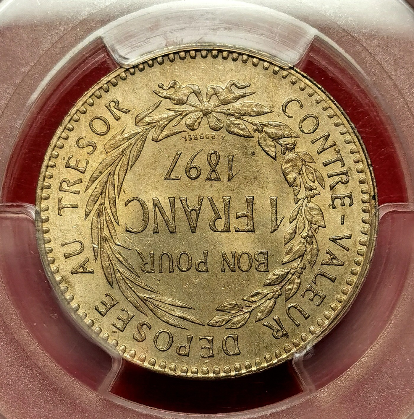 凡希社世界钱币微拍第二百六十一期（龙年开运场） 荐！1897法属马提尼克约瑟芬侧像1法郎PCGS-MS64 原光，P亚军分！