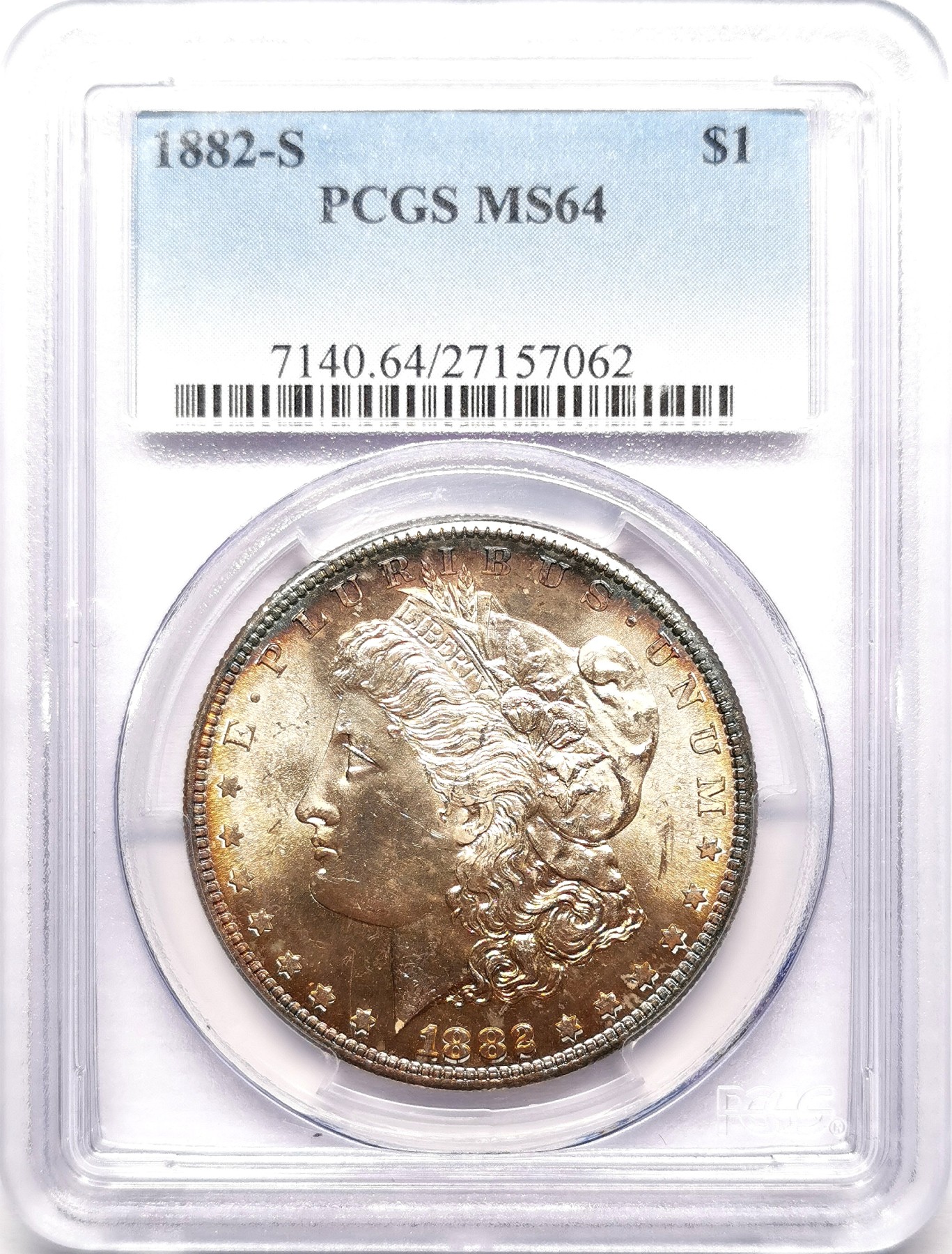 凡希社世界钱币微拍第二百六十一期（龙年开运场） 1882-S美国摩根壹元PCGS-MS64