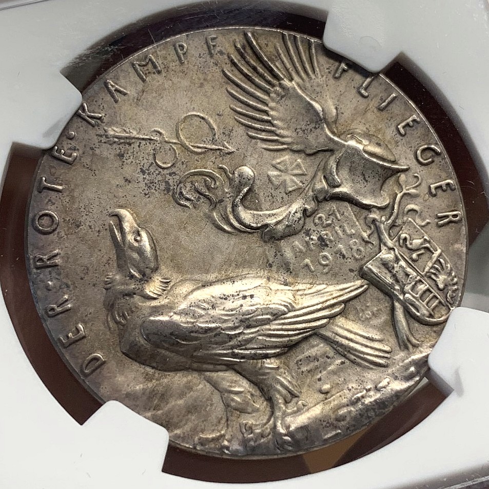 博洋堂世界钱币拍卖第066期（全场包邮） NGC MS62 德国1918年红色男爵银章，卡尔哥茨作品，名誉品，HA同分成交3800+