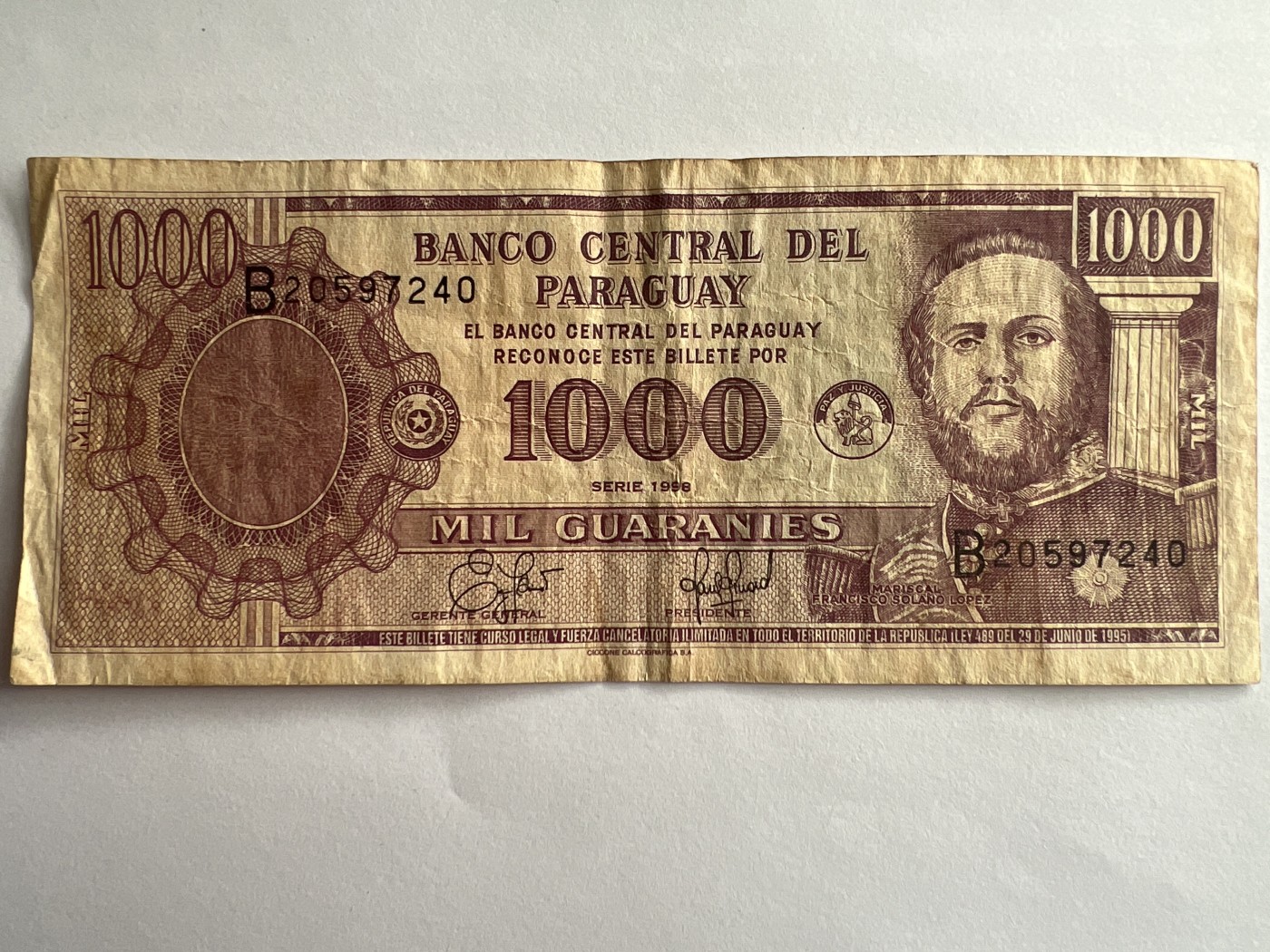第540期  纸币专场 （无押金，捡漏，全场50包邮，偏远地区除外，接收代拍业务） 巴拉圭1000瓜拉尼