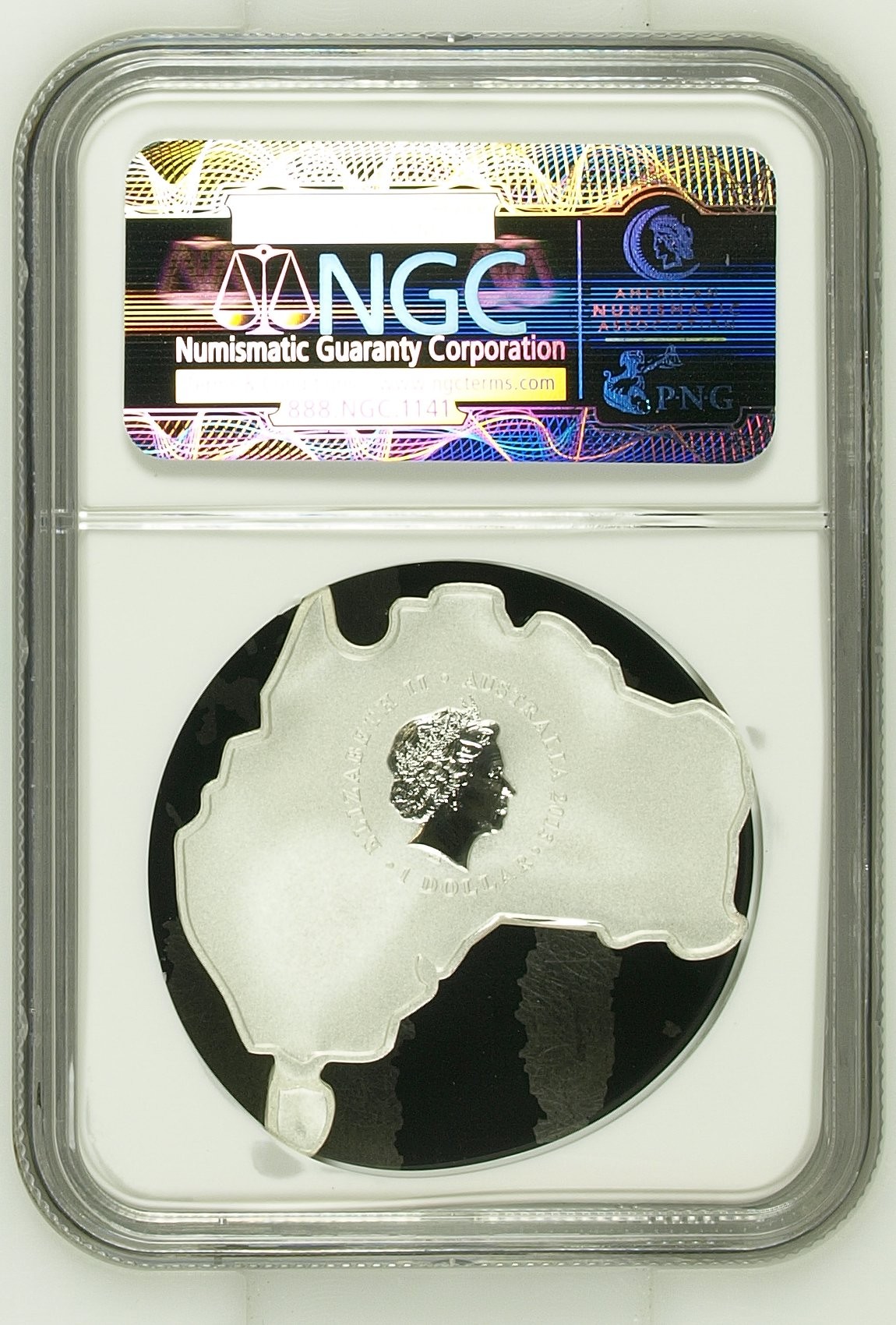 长老汇龙年精选第二场 2013P 澳大利亚地图系列鸭嘴兽彩色异形1澳元银币，NGC MS70分，发行量6000枚