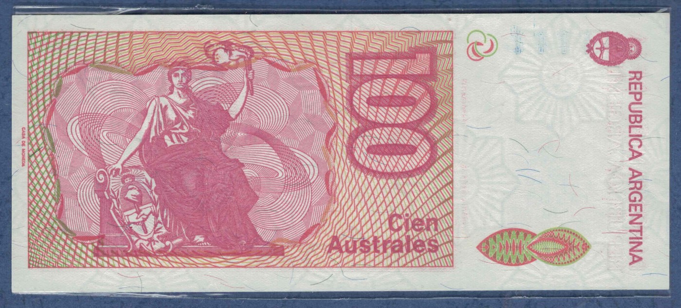 阿根廷1985年至1990年500奥斯特 P-327 C冠 无4 注意签名 美洲纸币 实物图 UNC