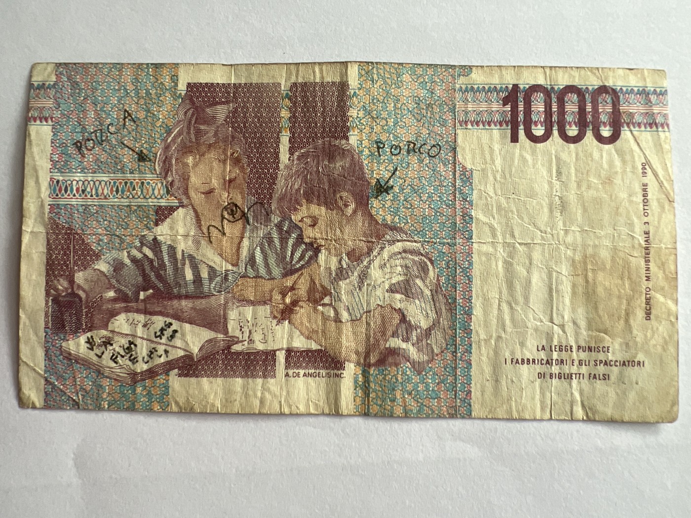 第559期 纸币专场 （无押金，捡漏，全场50包邮，偏远地区除外，接收代拍业务） 意大利1000里拉