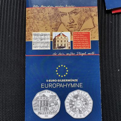 道一币馆币章第四十一场 - 原包装 奥地利2005年贝多芬诞225周年5欧元纪念银币 量40W