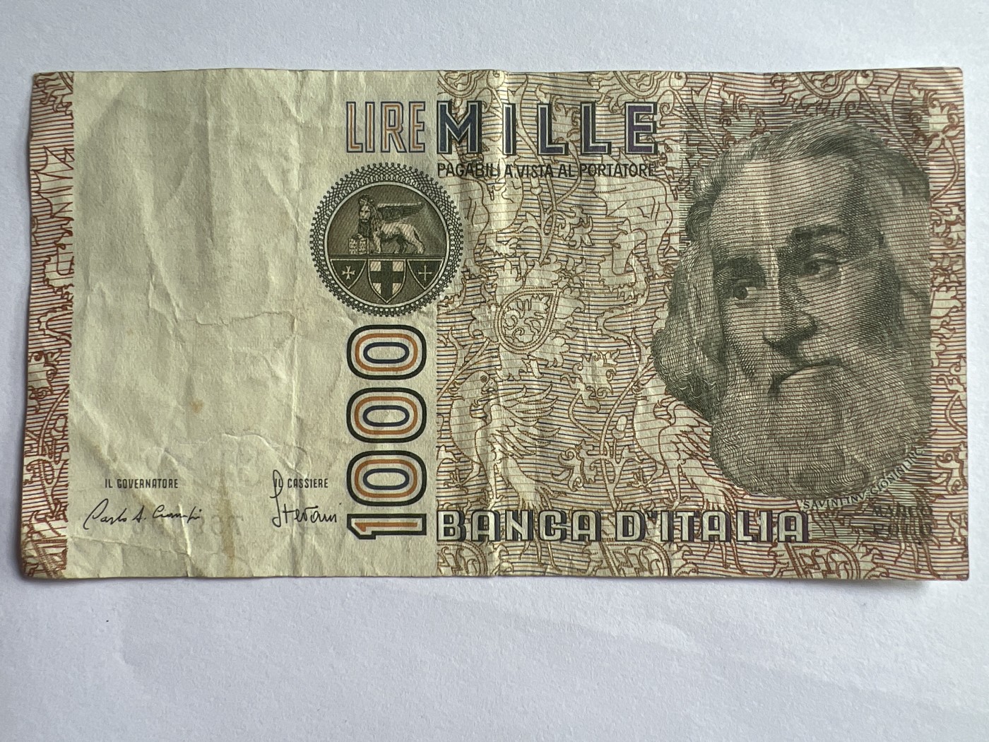第593期 纸币专场 （无押金，捡漏，全场50包邮，偏远地区除外，接收代拍业务） 意大利1000里拉