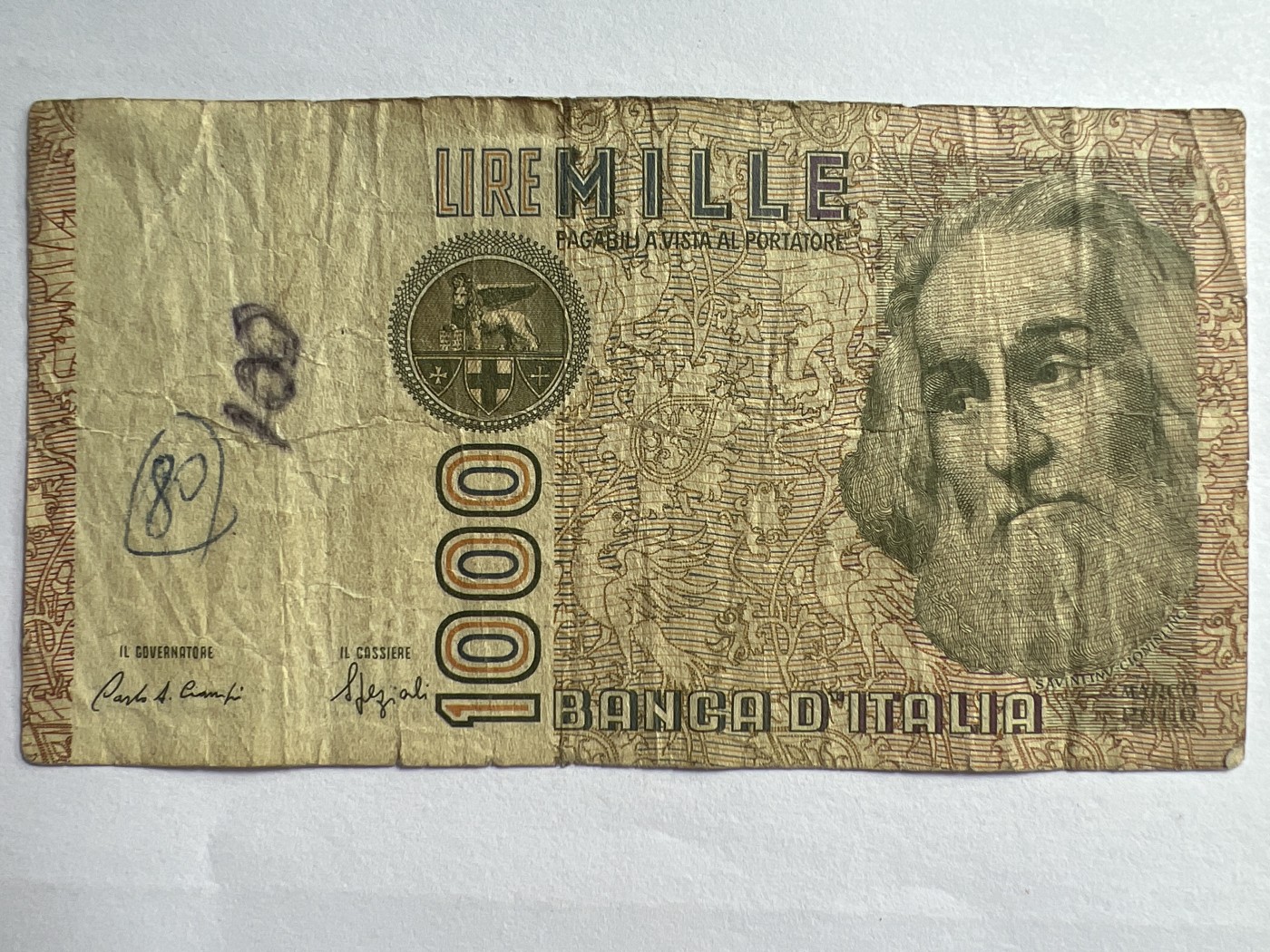 第593期 纸币专场 （无押金，捡漏，全场50包邮，偏远地区除外，接收代拍业务） 意大利1000里拉