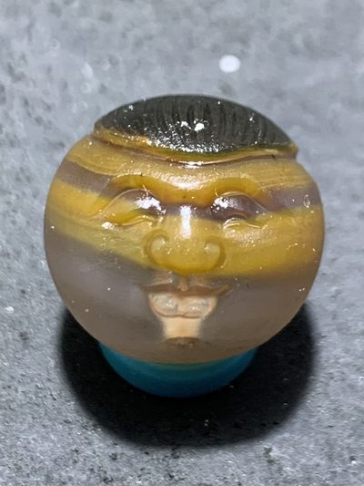 精美亚光巴西玛瑙手工俏色巧雕童子苹果珠一个！ - 精美亚光巴西玛瑙手工俏色巧雕童子苹果珠一个！