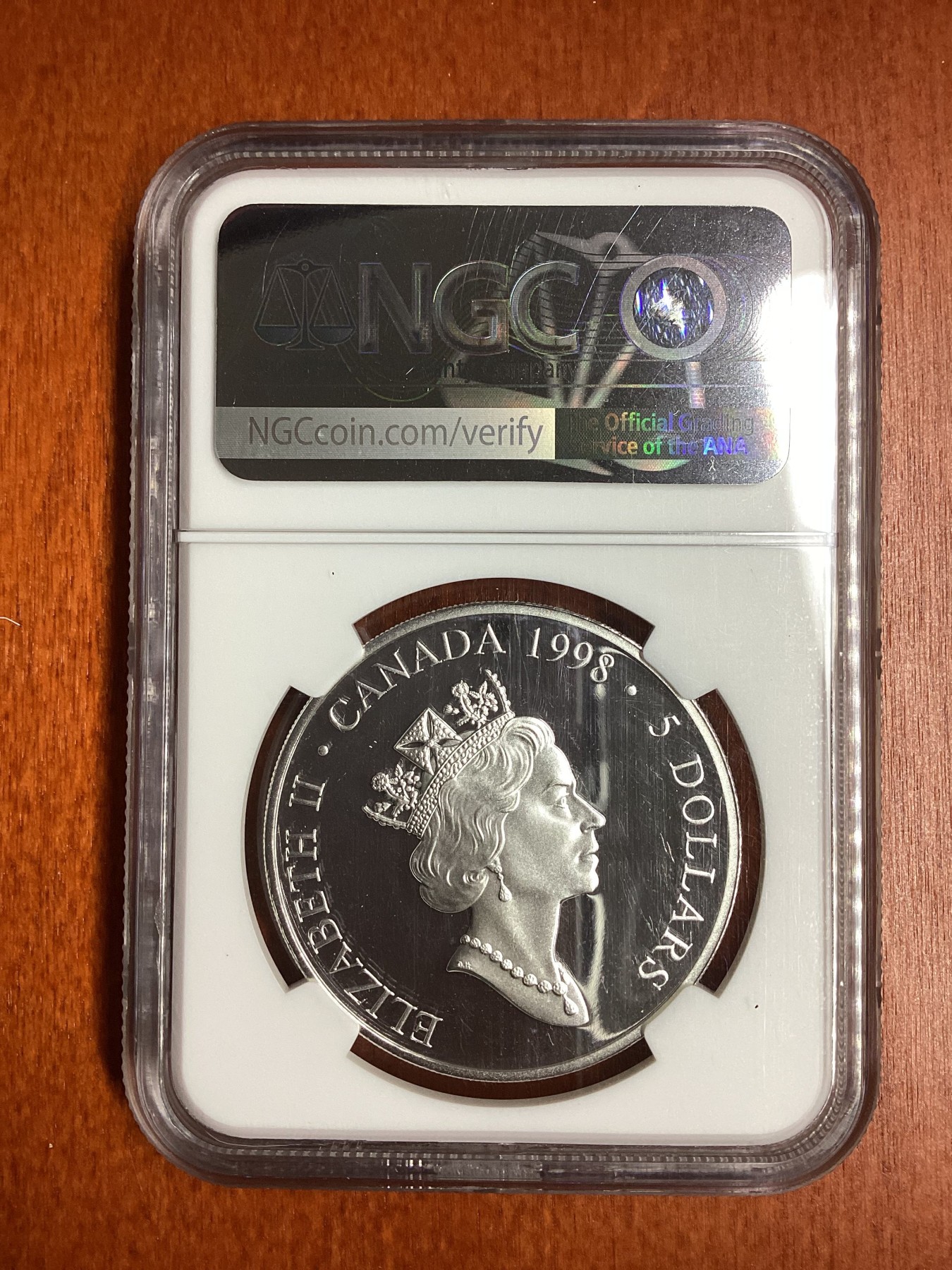 长老汇龙年精选第二场 1998 加拿大白求恩大夫5加元精制银币，NGC PF69UC