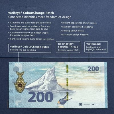 2024第10场（总第162期）：精品测试钞、外钞综合场  - 捷德G&D 冰山+企鹅200面值Varifeye®C.C鱼形窗口测试钞册装UNC