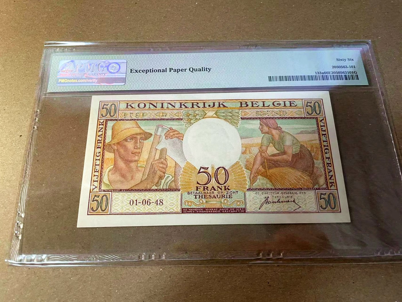 【Blue Auction】✨世界纸币精拍第440期【精】 比利时 1948年50法郎 PMG66EPQ 
