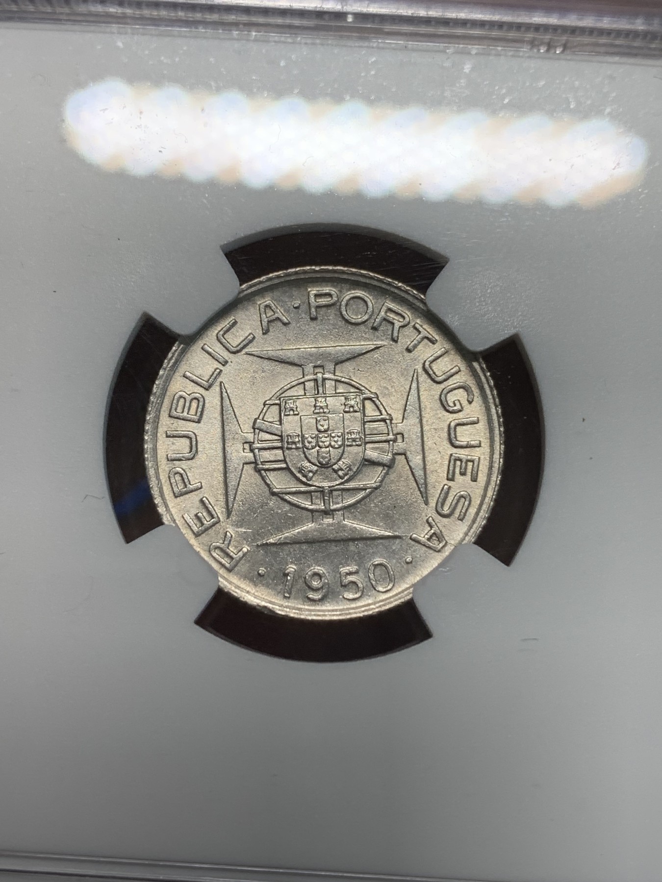 《竞宝斋》第243场-周日，周一 新年开场 (全场包邮) NGC UNC 莫桑比克1950年2.5埃斯库多银币