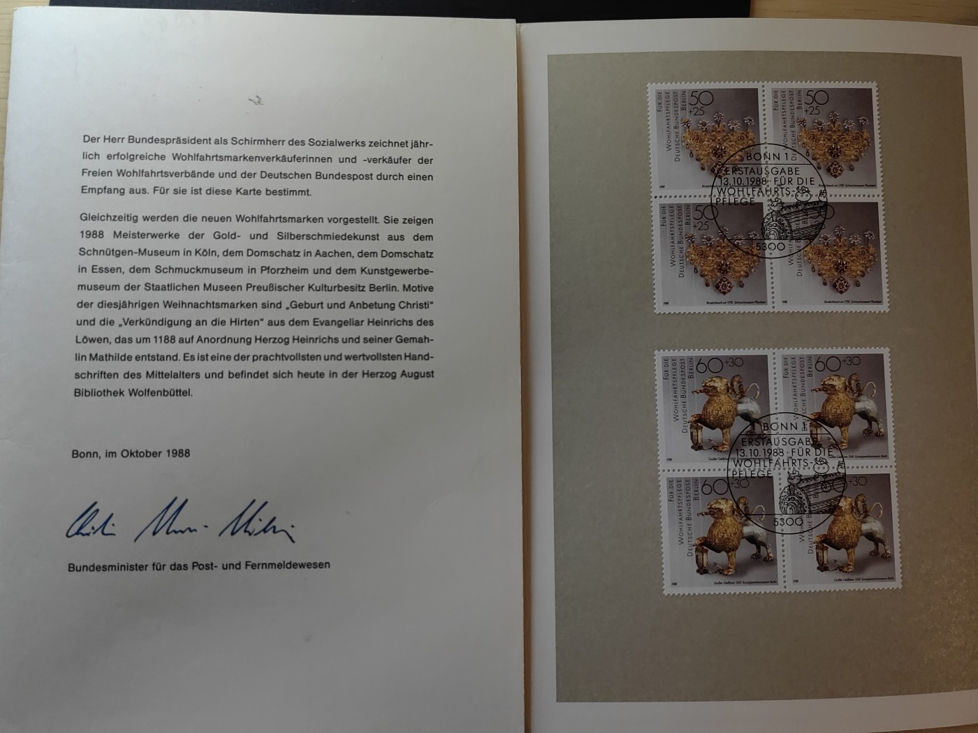 多国邮品✌（拍卖场）精品🔥专场 第⑤①场 德国1988大型邮折-金银饰品（难得）