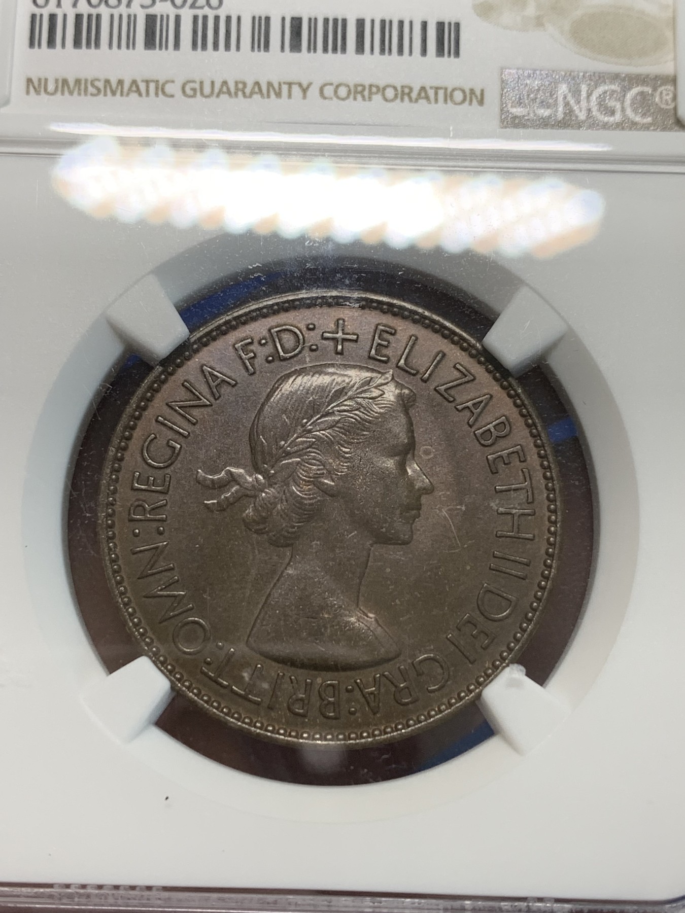 《竞宝斋》第243场-周日，周一 新年开场 (全场包邮) NGC MS63BN 英国1953年伊丽莎白二世头像1便士铜币