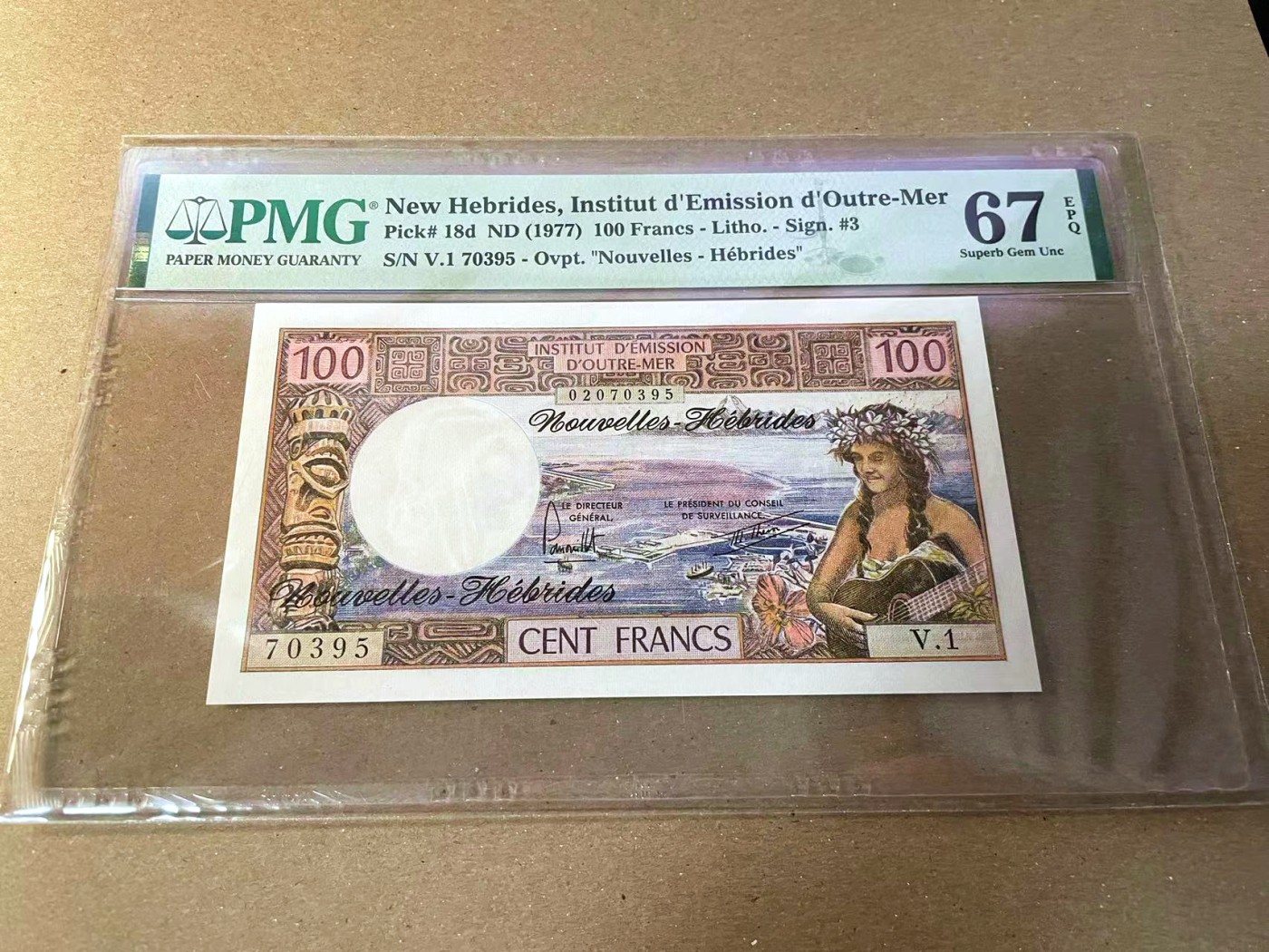 【Blue Auction】✨世界纸币精拍第440期【精】 新赫布里底 1977年100法郎 PMG67EPQ 高分 