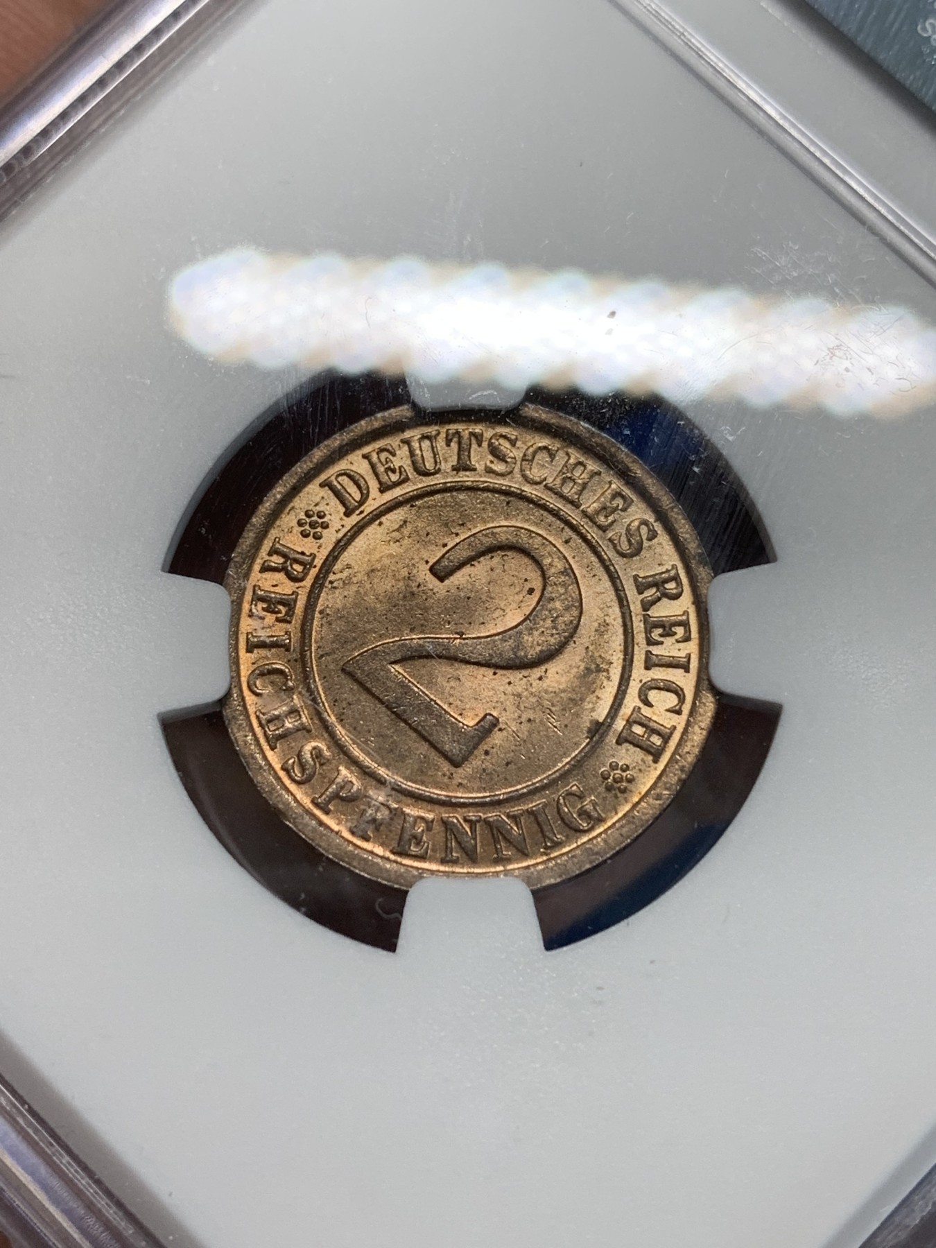 《竞宝斋》第243场-周日，周一 新年开场 (全场包邮) NGC MS63RB 德国1936D 2芬尼 铜光不错