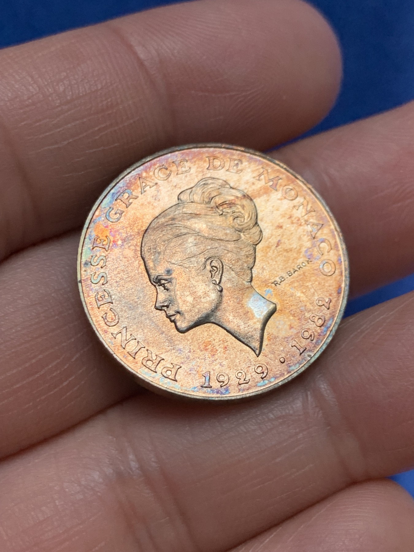 《竞宝斋》第243场-周日，周一 新年开场 (全场包邮) 摩纳哥1982年格蕾丝王妃纪念10法郎银样币