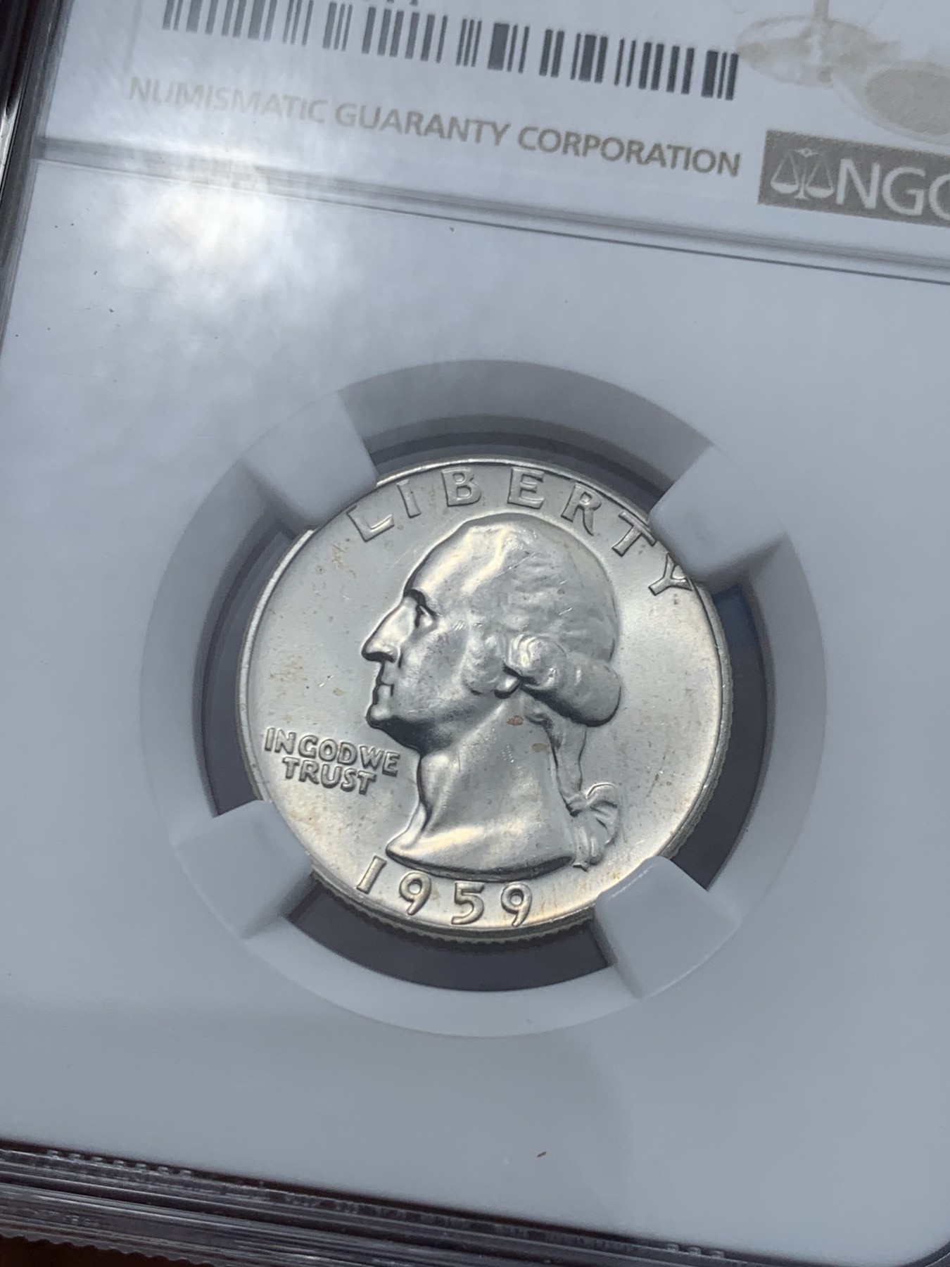 《竞宝斋》第243场-周日，周一 新年开场 (全场包邮) NGC MS64 美国1959年华盛顿25美分银币，59年比60年的好品要少，价格也要高不少