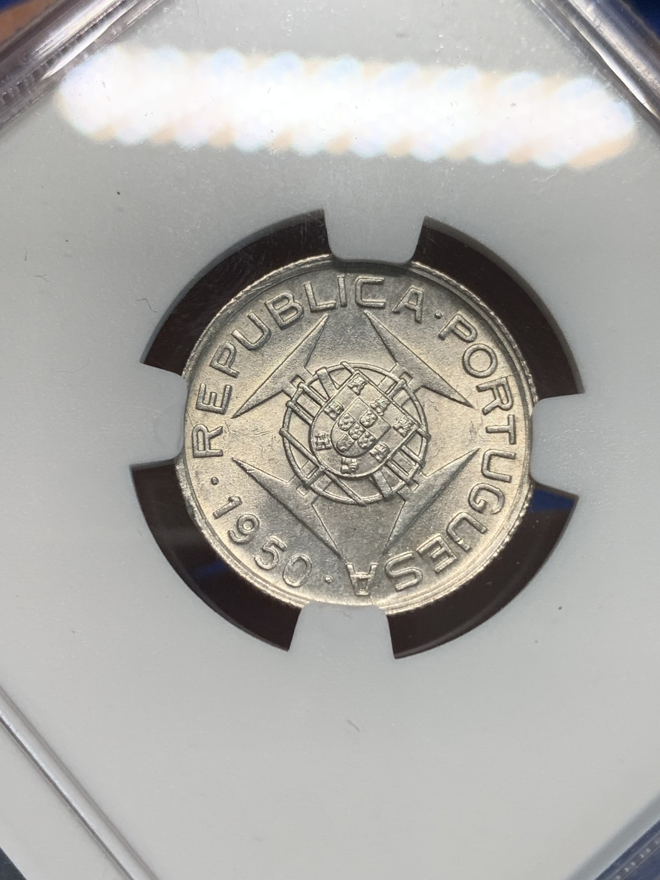 《竞宝斋》第243场-周日，周一 新年开场 (全场包邮) NGC UNC 莫桑比克1950年2.5埃斯库多银币