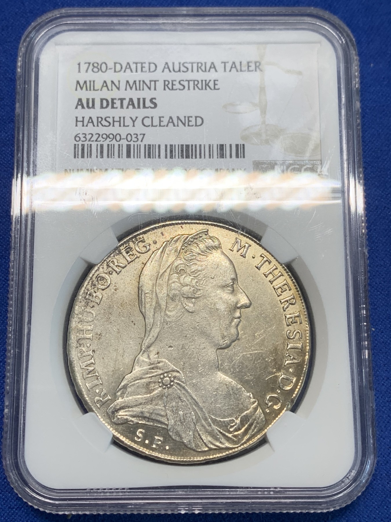 《竞宝斋》第243场-周日，周一 新年开场 (全场包邮) NGC AU 奥匈帝国1780年大奶妈银币 早期米兰厂后铸 1820年左右铸造 原光 状态不错 老张出品