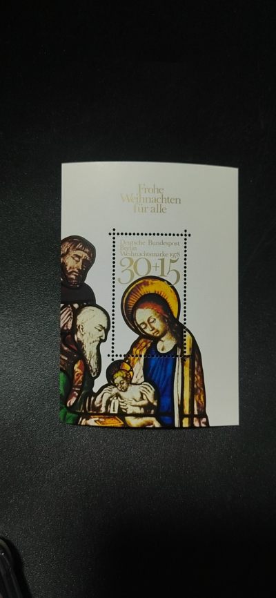 德国邮票小型张 - 德国西柏林邮票小型张一张，1978年德国圣诞节宗教绘画小型张，品相如图