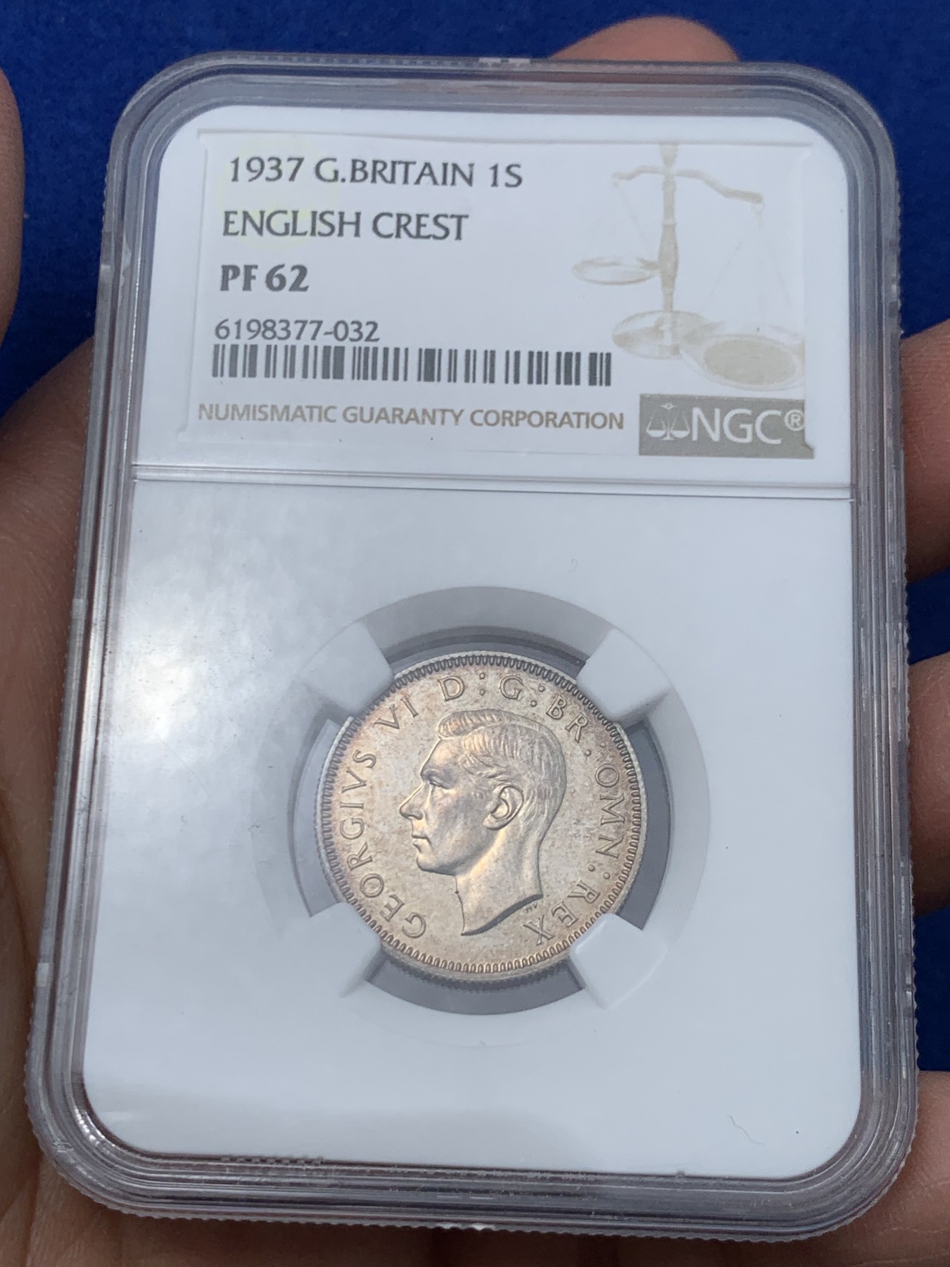 《竞宝斋》第243场-周日，周一 新年开场 (全场包邮) NGC PF62 英国1937年1先令银币 英格兰狮子 细节完好包浆均匀