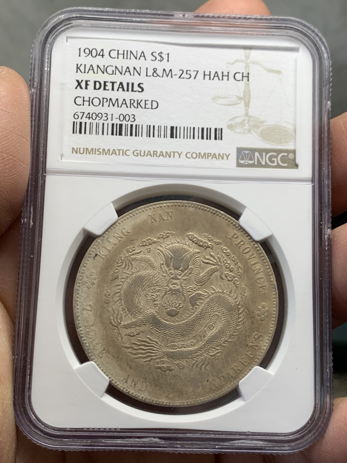 《竞宝斋》第243场-周日，周一 新年开场 (全场包邮) NGC XFD 中国1904江南甲辰龙洋 有小戳