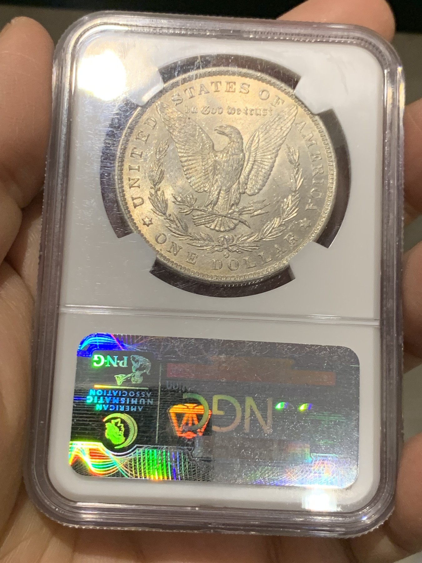 《竞宝斋》第243场-周日，周一 新年开场 (全场包邮) NGC MS63 美国1884年摩根银币 O版 淡淡黄油光 正面那道是包浆印子 不是划痕 年年上涨品种