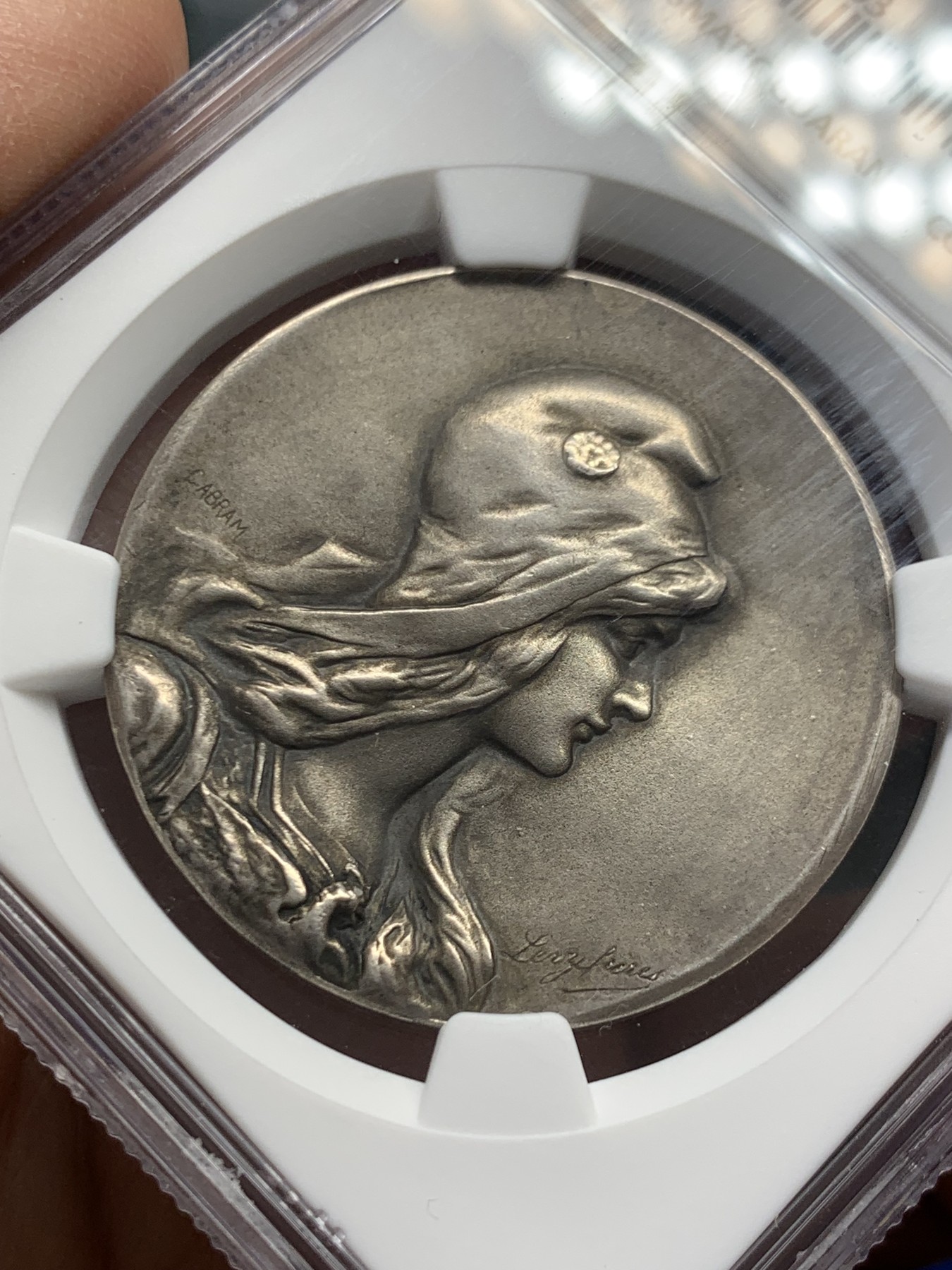 《竞宝斋》第243场-周日，周一 新年开场 (全场包邮) NGC MS64 法国第三共和国公共卫生部玛丽安娜银质纪念奖章 少见品种 高分