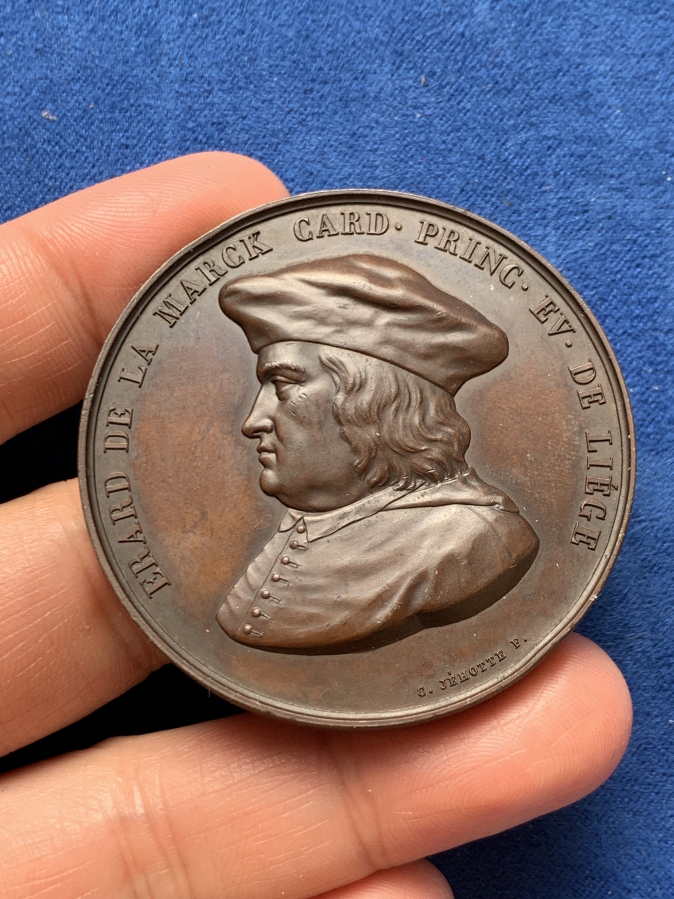 《竞宝斋》第243场-周日，周一 新年开场 (全场包邮) 比利时1849纪念列日王子巧克力色铜章 50.2mm 60.4g