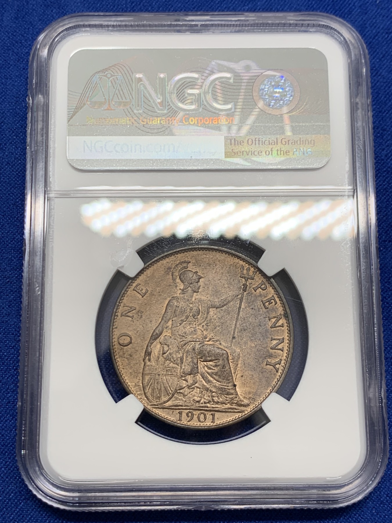 《竞宝斋》第243场-周日，周一 新年开场 (全场包邮) NGC MS63RB 英国 1901年 维多利亚披纱头像 1便士 铜币