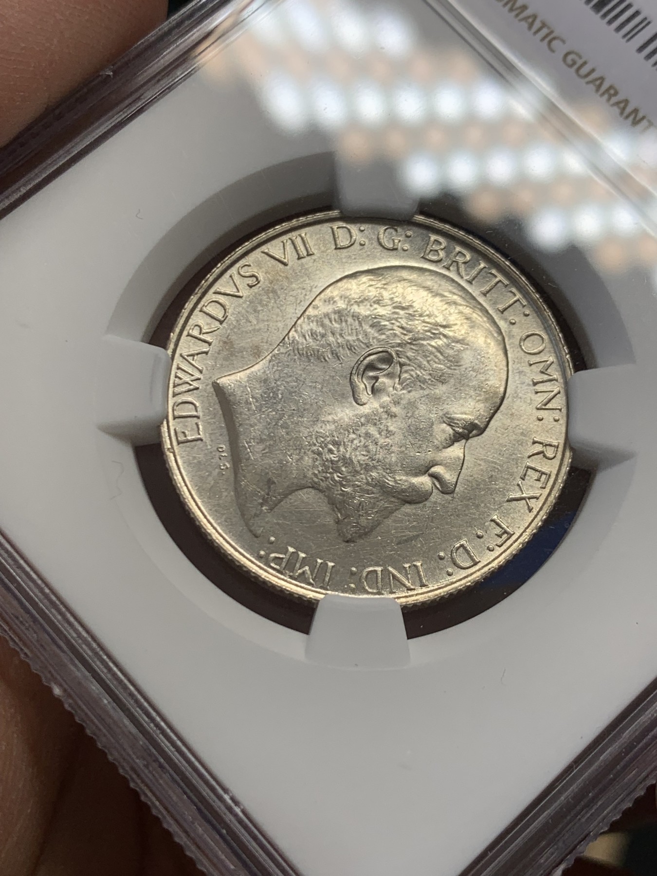 《竞宝斋》第243场-周日，周一 新年开场 (全场包邮) NGC UNC 英国1902年爱德华七世海神弗洛林（2先令）银币