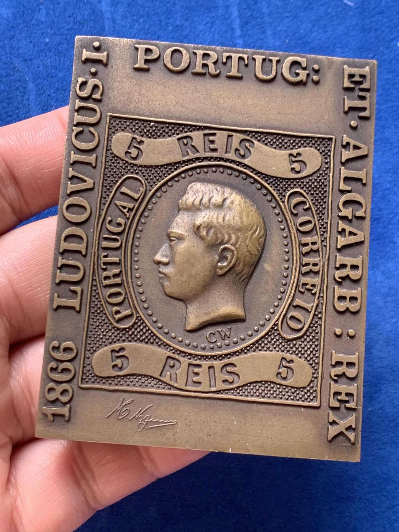 《竞宝斋》第243场-周日，周一 新年开场 (全场包邮) 葡萄牙邮票纪念铜章 60.3*78.8mm 206.7g