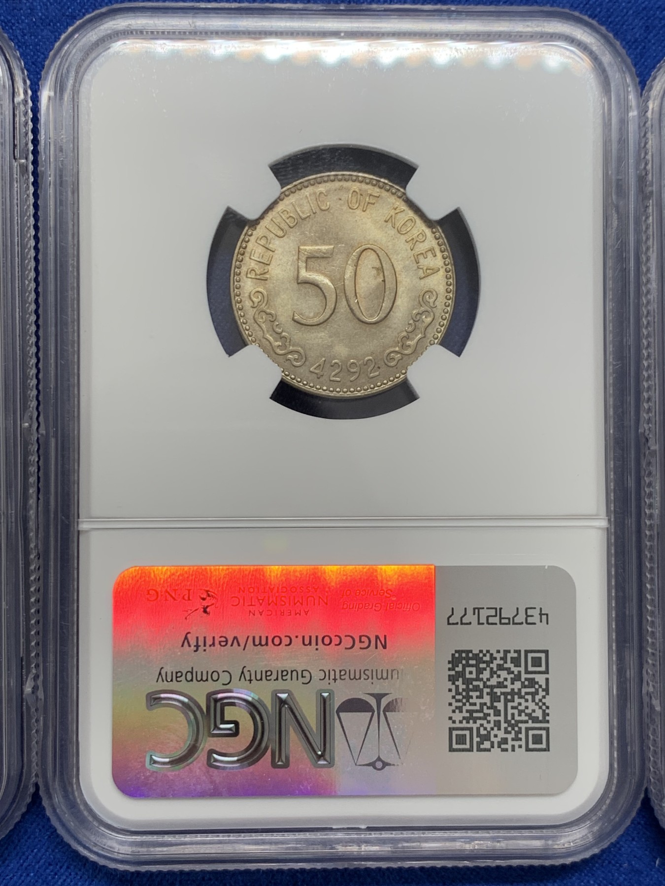 《竞宝斋》第243场-周日，周一 新年开场 (全场包邮) 3枚一组 NGC MS64 韩国早期开国版硬币大小面值一套4292/4294，李承晚100韩元，龟船50韩元，木槿花10韩元铜币，收藏一步到位