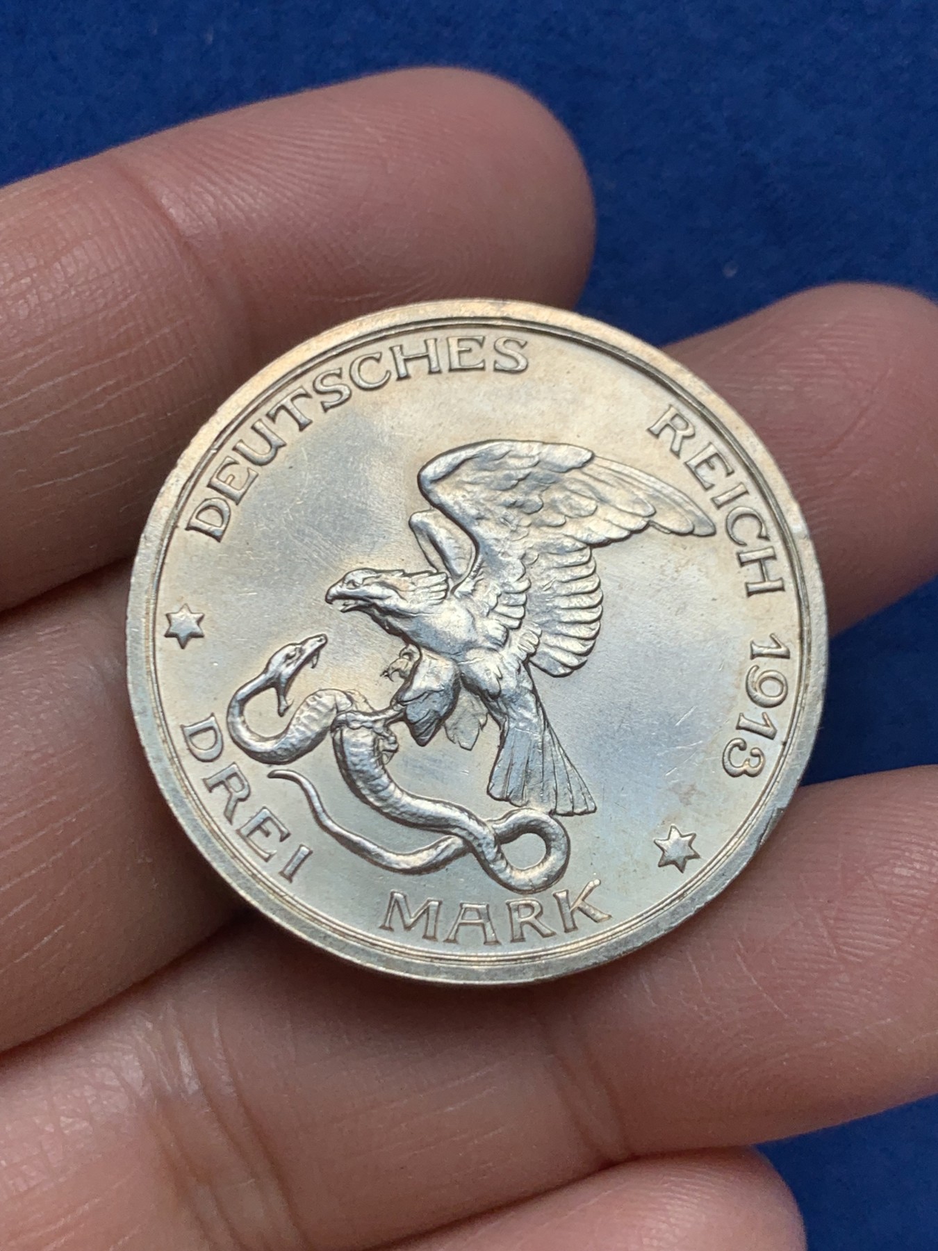 《竞宝斋》第243场-周日，周一 新年开场 (全场包邮) 德国普鲁士1913年战胜拿破仑100周年纪念3马克银币