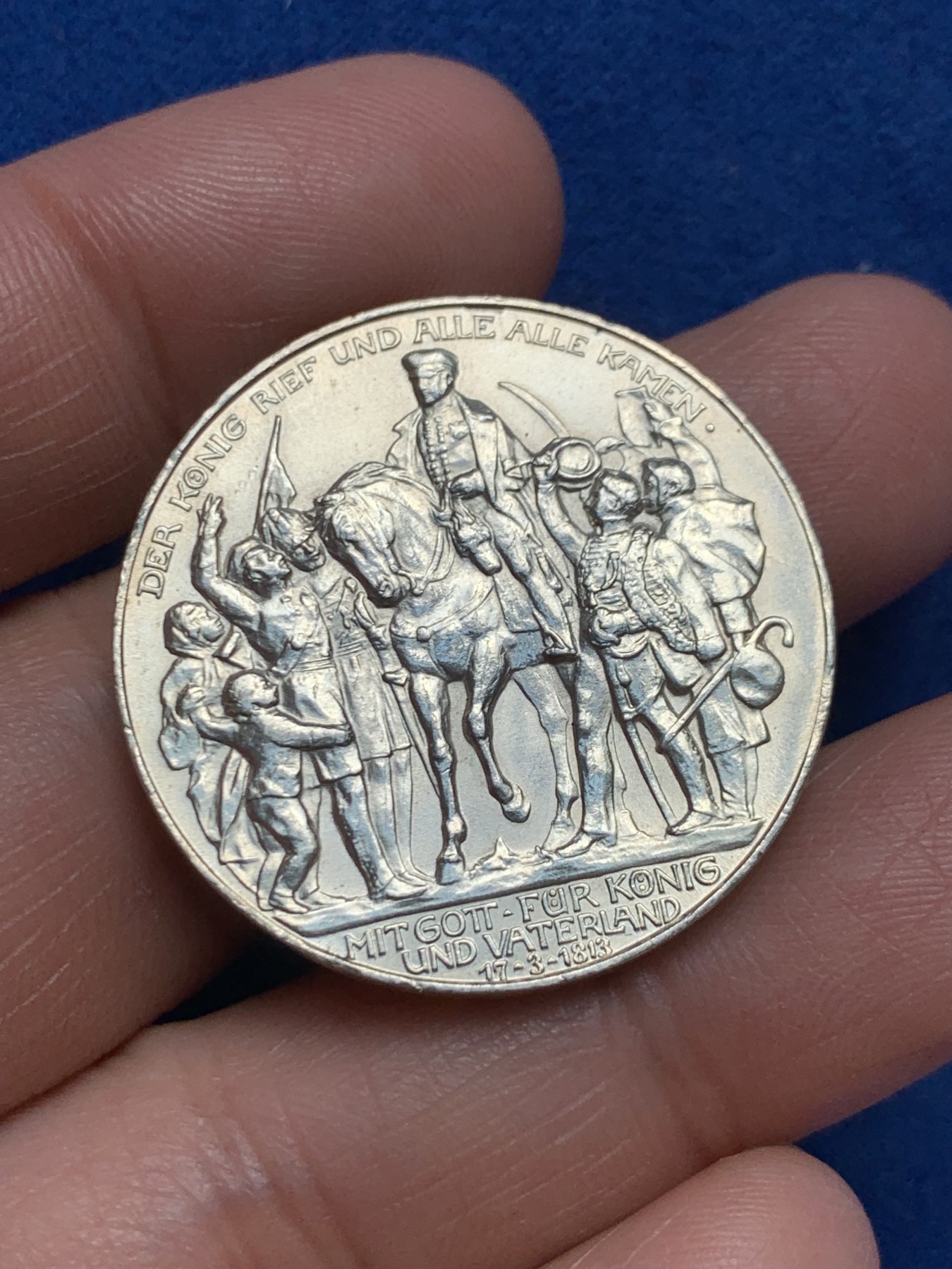 《竞宝斋》第243场-周日，周一 新年开场 (全场包邮) 德国普鲁士1913年战胜拿破仑100周年纪念3马克银币