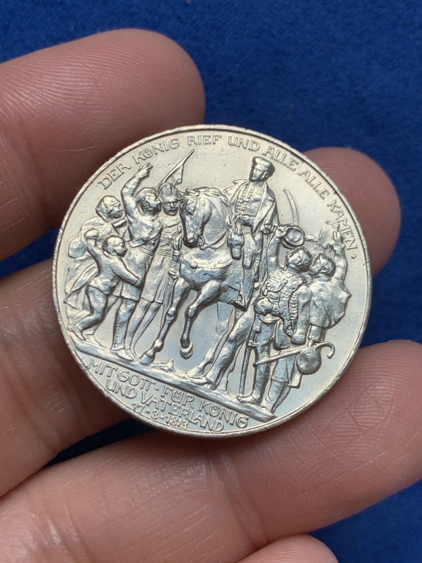 《竞宝斋》第243场-周日，周一 新年开场 (全场包邮) 德国普鲁士1913年战胜拿破仑100周年纪念3马克银币