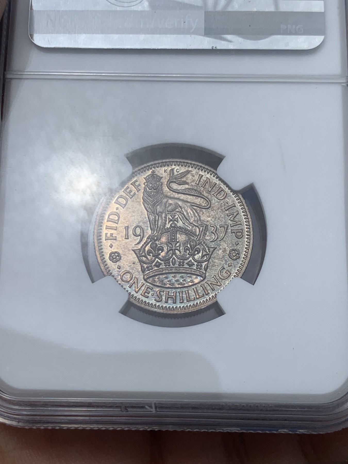 《竞宝斋》第243场-周日，周一 新年开场 (全场包邮) NGC PF62 英国1937年1先令银币 英格兰狮子 细节完好包浆均匀