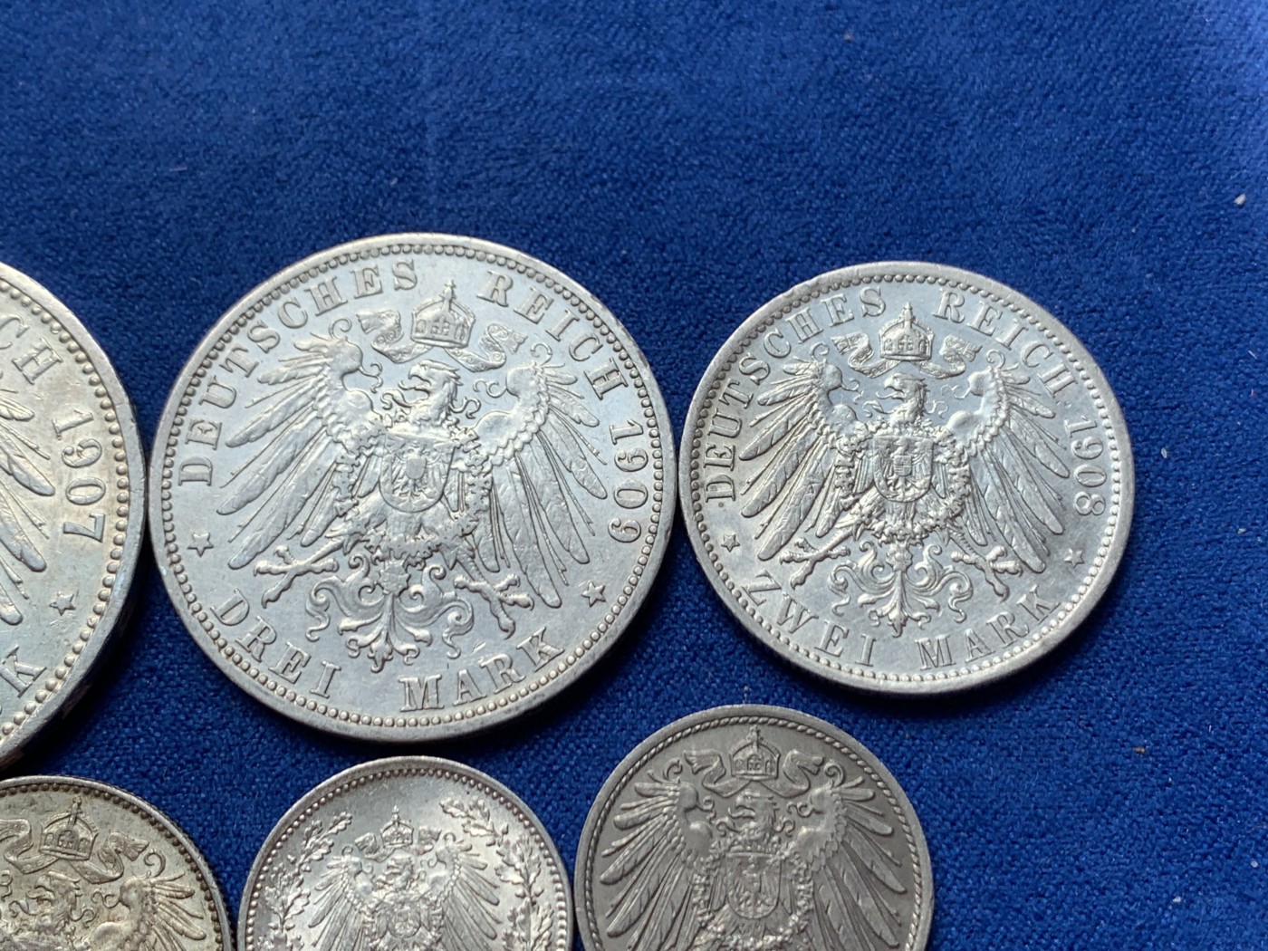 《竞宝斋》第243场-周日，周一 新年开场 (全场包邮) 6枚一组 德国 1/2+1+2+3+5马克，再加1枚10分，其中五马克和10分底光好