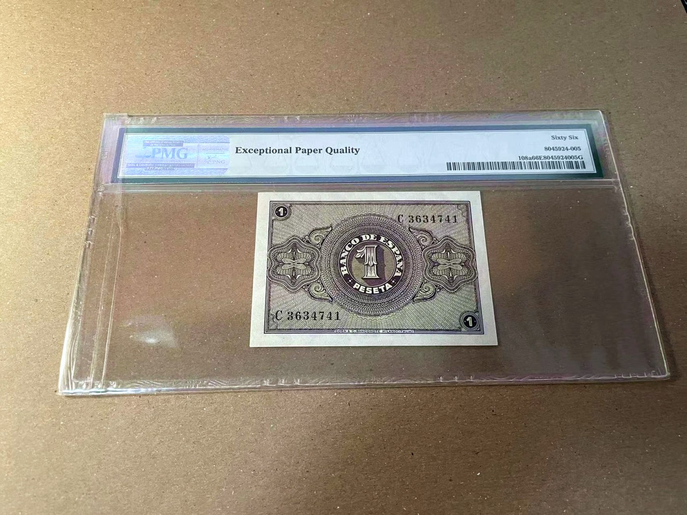 【Blue Auction】✨世界纸币精拍第440期【精】 西班牙 1938年1比塞塔 PMG66EPQ 