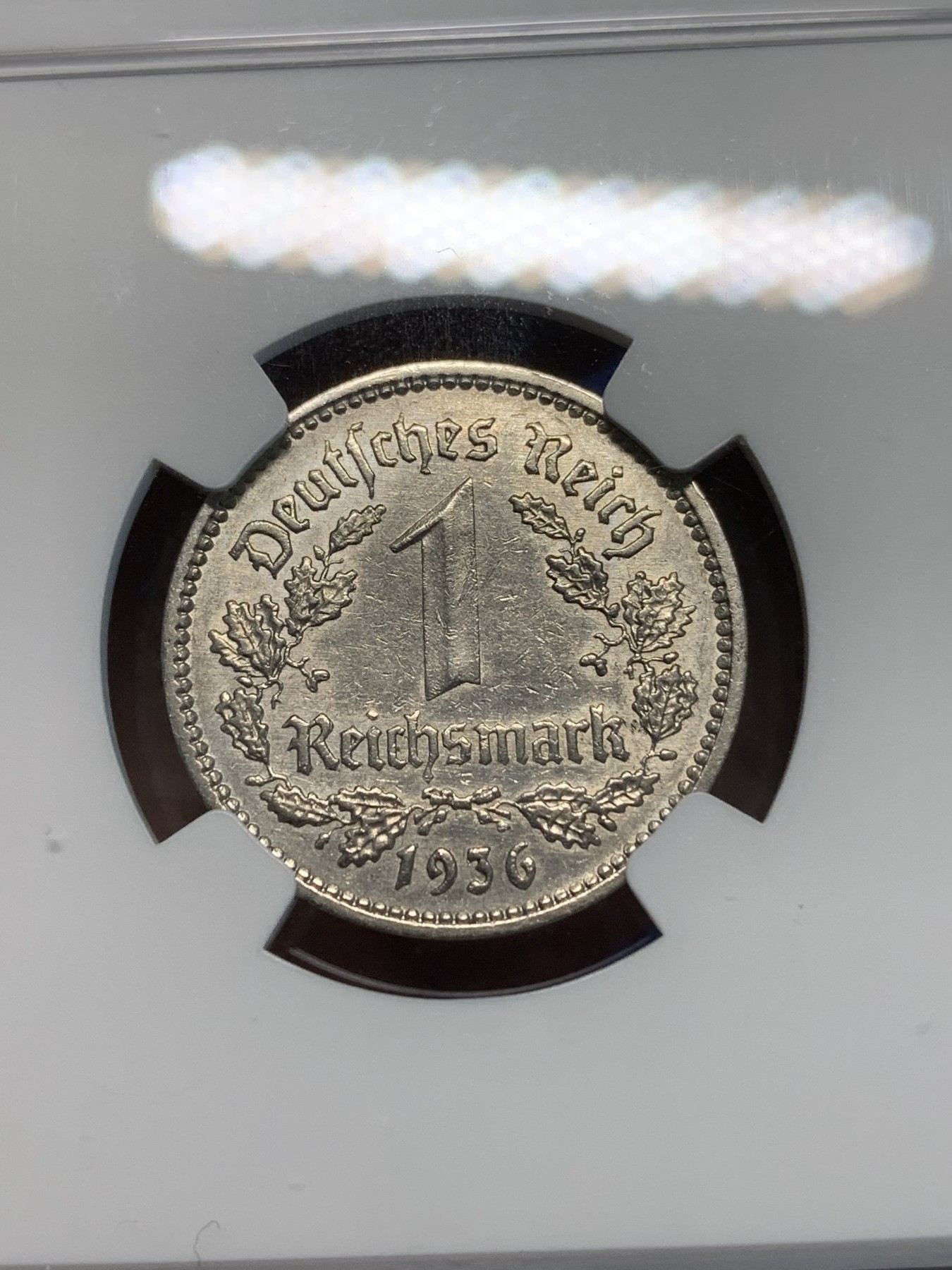 《竞宝斋》第243场-周日，周一 新年开场 (全场包邮) NGC UNCD 1936年A版德国1马克纯镍币，品相不错