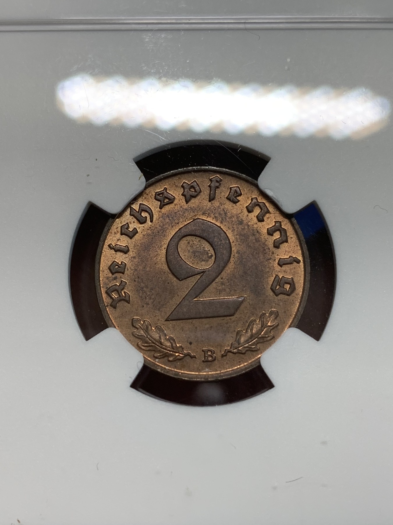 《竞宝斋》第243场-周日，周一 新年开场 (全场包邮) NGC MS63RB 1939B德国2芬尼 状态不错