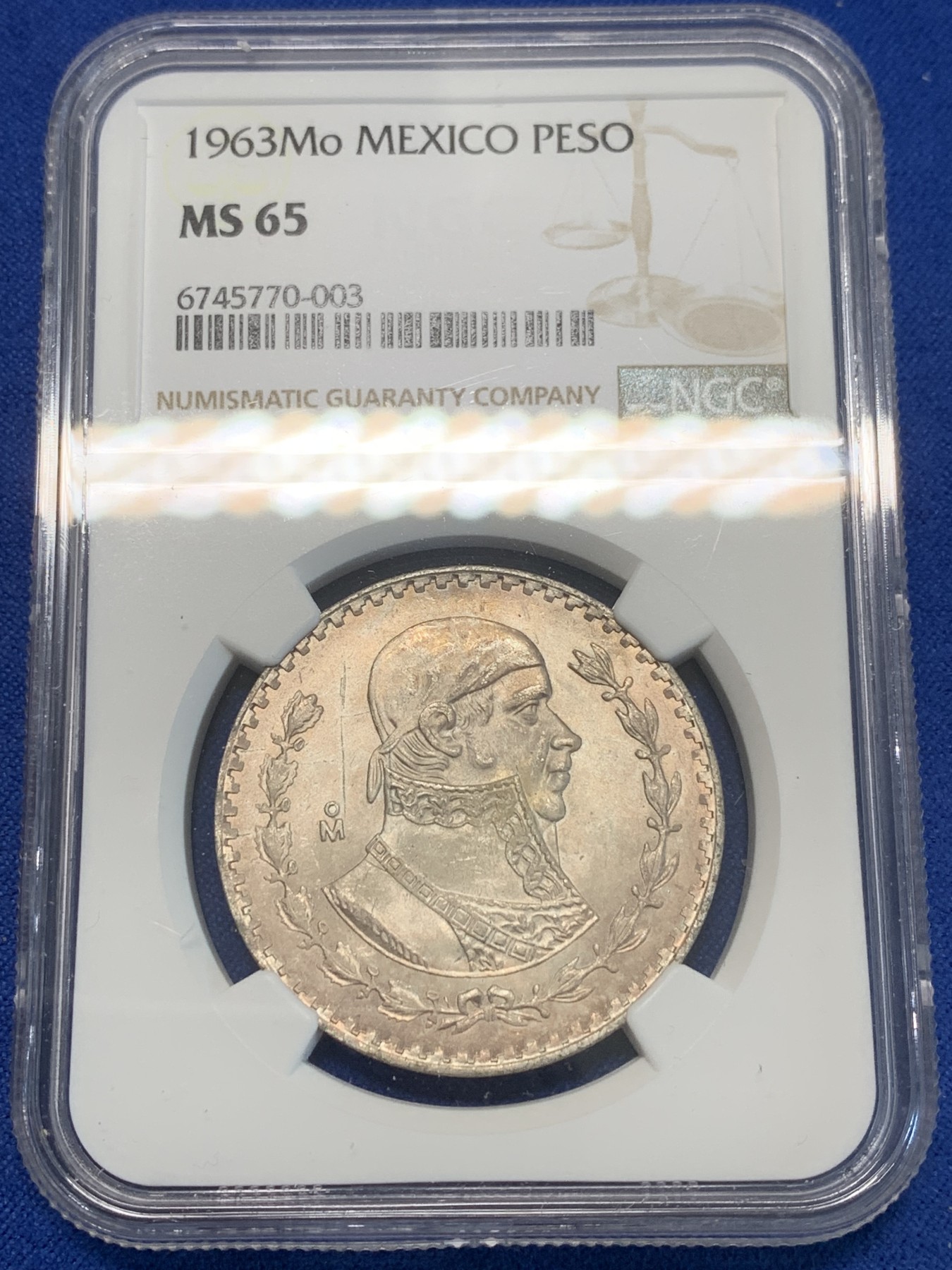 《竞宝斋》第243场-周日，周一 新年开场 (全场包邮) NGC MS65 墨西哥1963年1比索银币