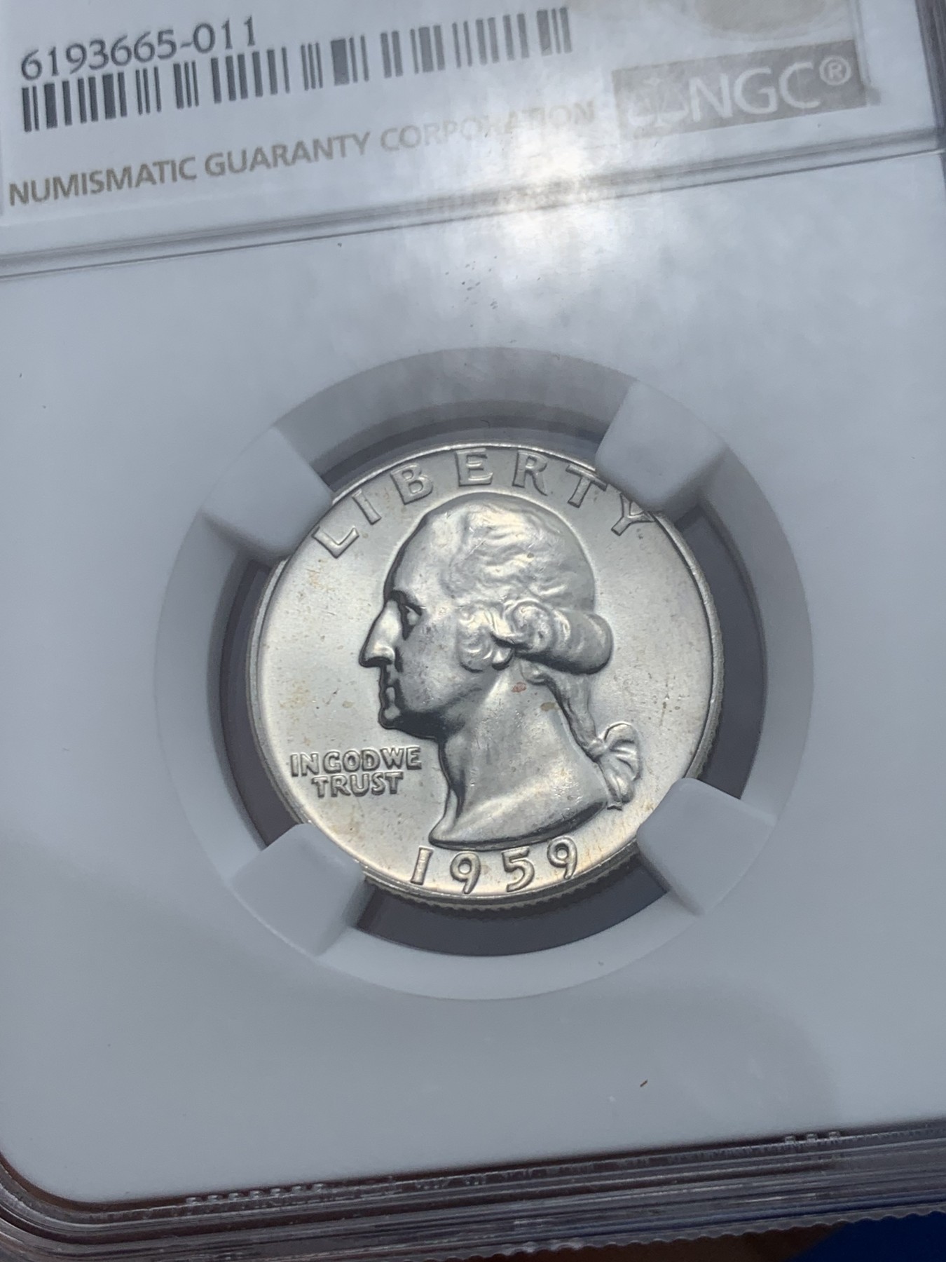 《竞宝斋》第243场-周日，周一 新年开场 (全场包邮) NGC MS64 美国1959年华盛顿25美分银币，59年比60年的好品要少，价格也要高不少