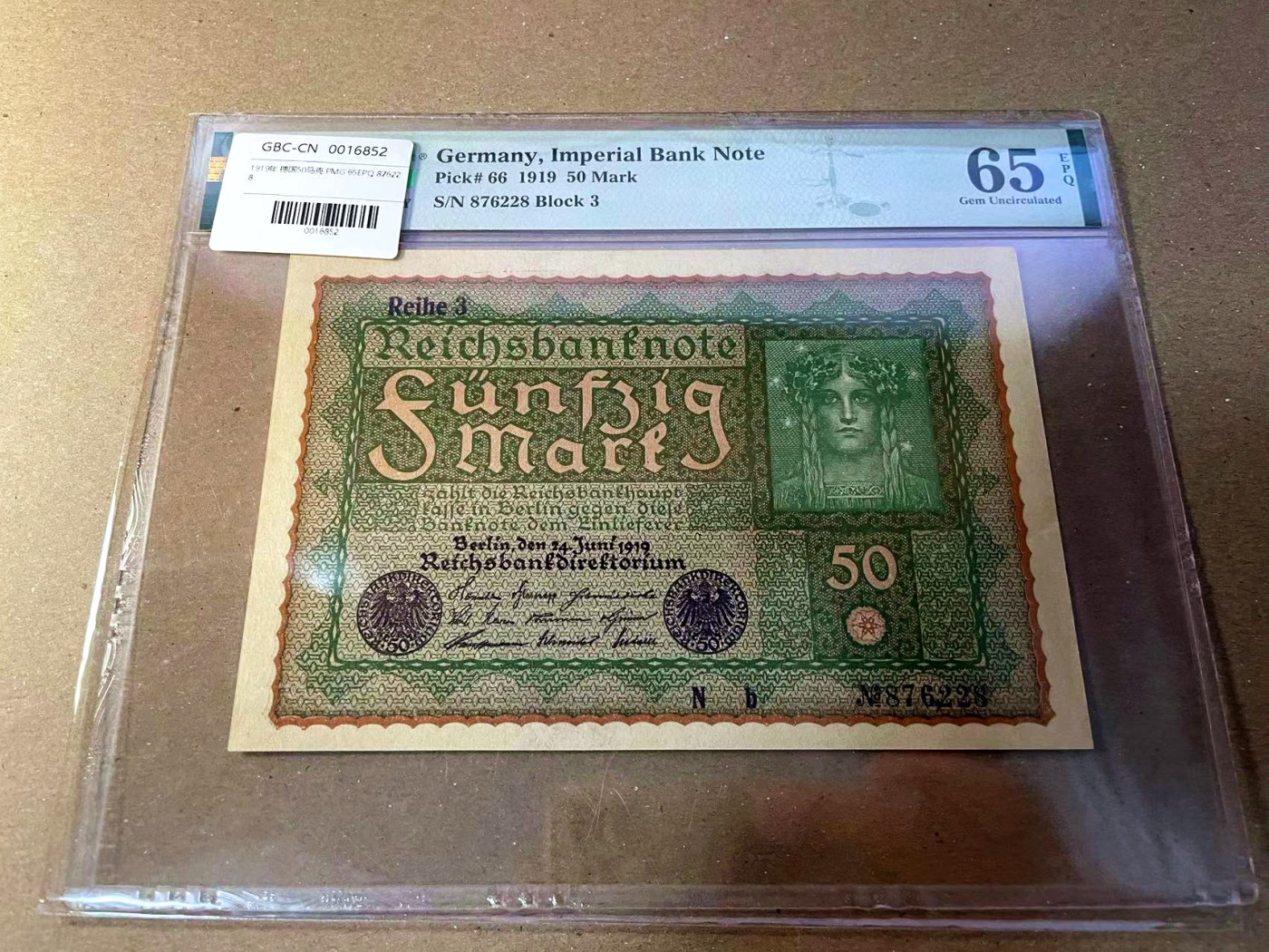 【Blue Auction】✨世界纸币精拍第440期【精】 德国 1919年50马克 PMG65EPQ 